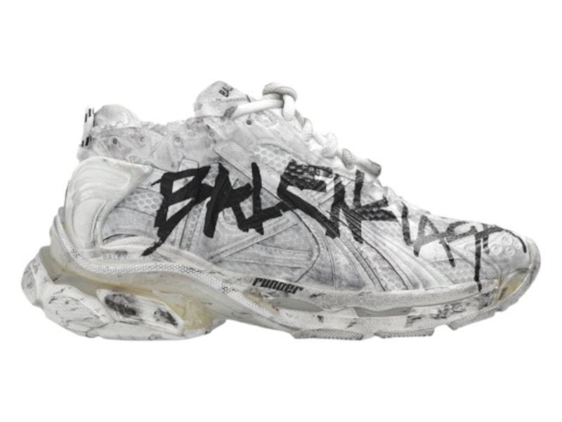 Pre-owned Balenciaga Runner Graffiti Black (women's) Sneakers In White