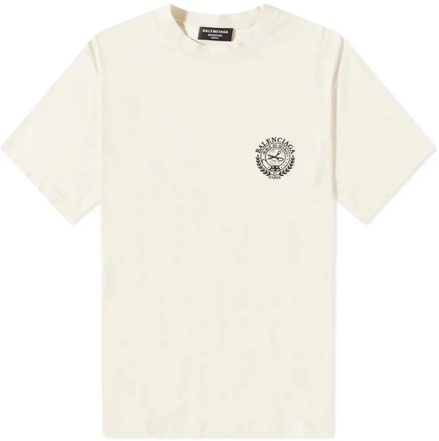Balenciaga Scissor Crest T-shirt Cream/Black Men's - US