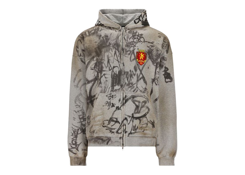 Balenciaga Scribbled Medium Fit Hoodie Grey Men's - US Balenciaga Scribbled Medium Fit Hoodie Grey Men's - US