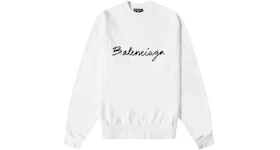 Balenciaga Script Logo Crewneck White/Black