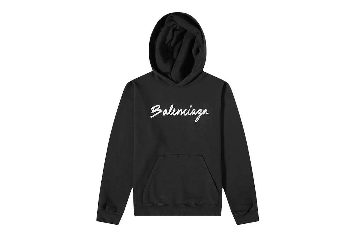 Pre-owned Balenciaga Script Logo Oversized Popover Hoodie Black/white