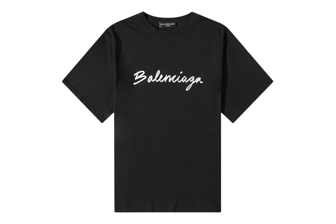 Pre-owned Balenciaga Script Logo T-shirt Black/white