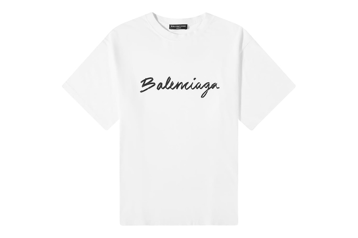 Pre-owned Balenciaga Script Logo T-shirt White/black