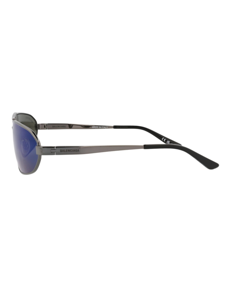 Balenciaga Shield-Frame Metal Sunglasses Ruthenium Ruthenium Blue (Bb0227s-30013402-004)