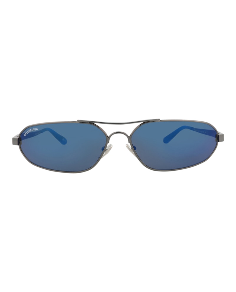 Balenciaga Shield-Frame Metal Sunglasses Ruthenium Ruthenium Blue