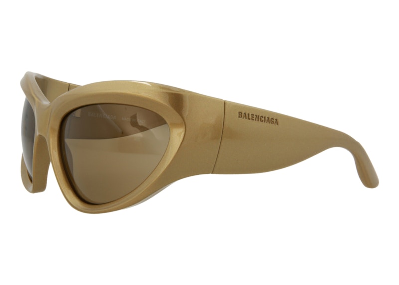 Pre-owned Balenciaga Women's Shield Sunglasses004) In Gold/brown (bb0228s/30013403