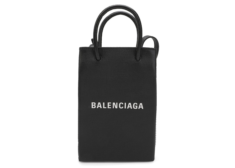 Balenciaga Shopping Phone Holder Bag Black in Leather with