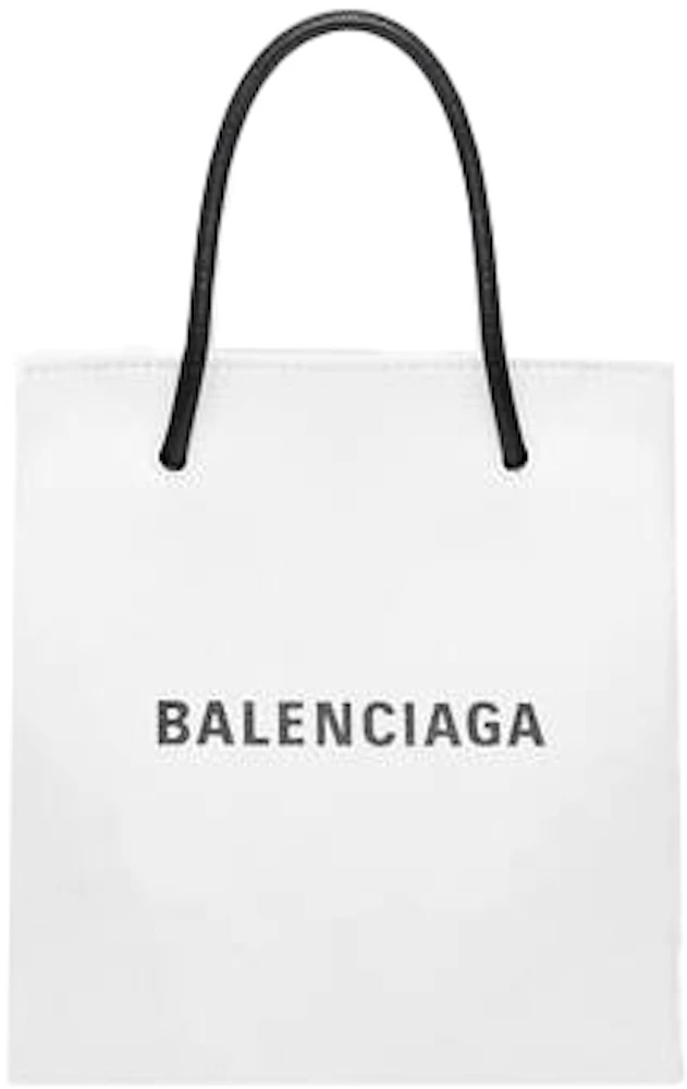 BALENCIAGA Tote Bag white white canvas Small size Navy hippo S from japan  used