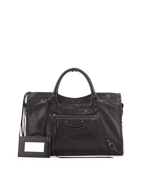 Balenciaga Shoulder Bag Classic City Medium Black in Textued Leather with  Brass  US