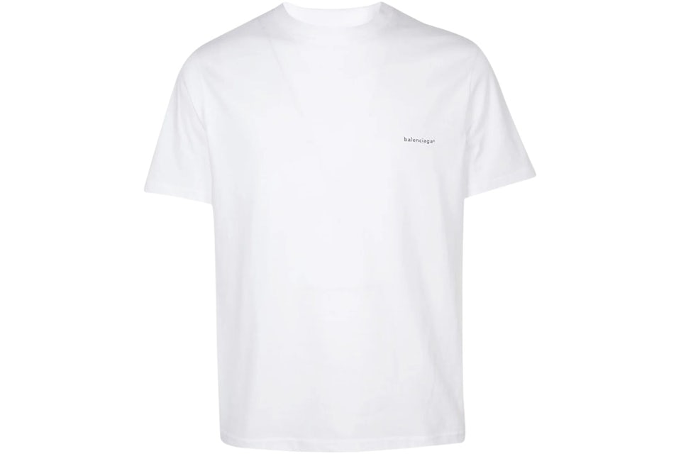Small Fit US Balenciaga Logo Regular T-Shirt Print White/Black Cotton Men\'s -