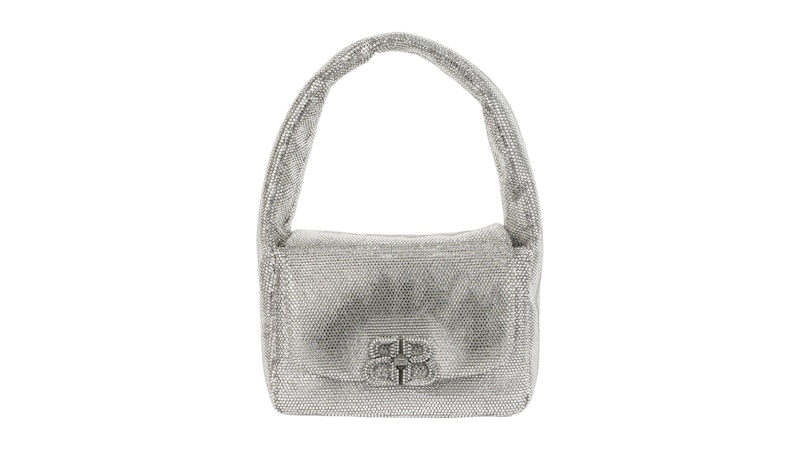 Balenciaga Small Monaco Sling Bag In Strass Smoke Grey Strass