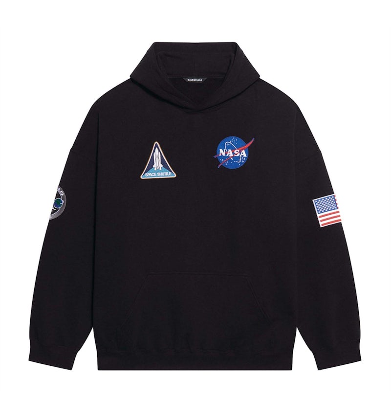 Balenciaga Space Nasa Logo Hoodie Black Men's US