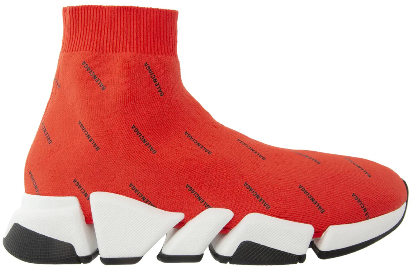 Balenciaga Men Speed 2.0 Sock Red Black Logo High Top Knit Trainer Sneaker  43 10