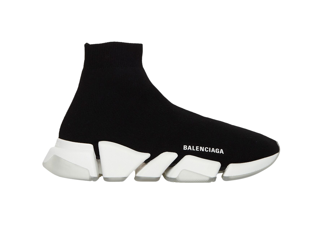 Pre-owned Balenciaga Speed 2.0 Black Transparent Sole (women's) In Black/white