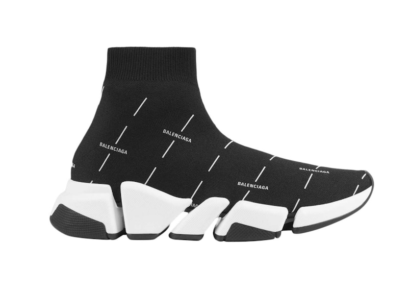 Balenciaga Speed Graffiti Trainers White Black Logo Women s