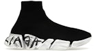Balenciaga Speed 2.0 Graffiti Recycelter Strick Schwarz (Damen)