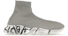 Balenciaga Speed 2.0 Graffiti Recycelter Strick Grau Weiß