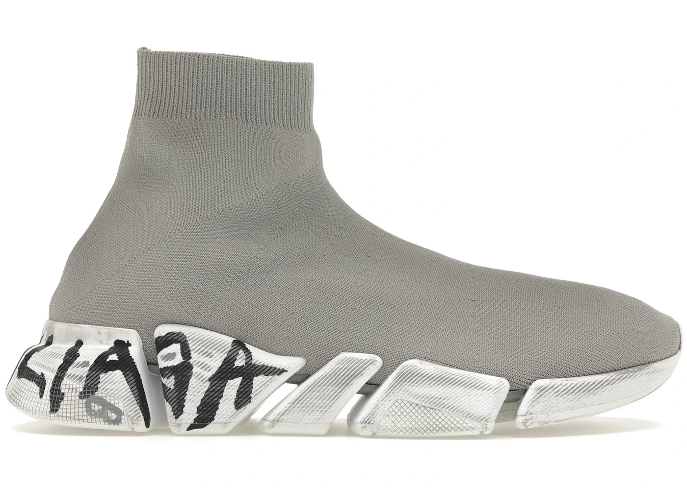 Balenciaga Speed Graffiti Recycled Knit Grey White Men's