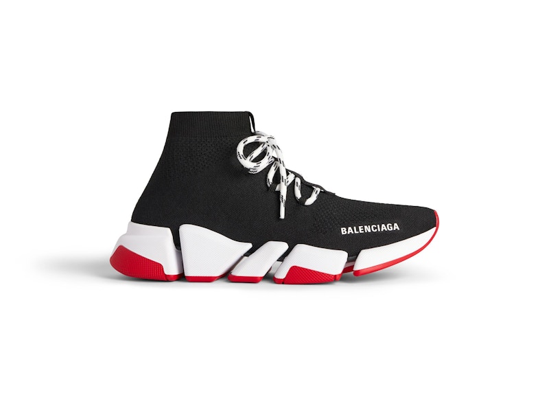 Balenciaga Speed 2.0 Stringe Up Nero Rosso Suola Uomo 769319W2DB21961 IT