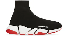 Balenciaga Speed 2.0 Recycled Knit Black White Red Sole