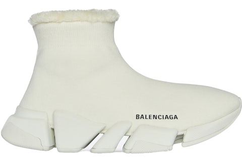 Balenciaga Speed Recycled Knit Fake Fur Beige (Women's