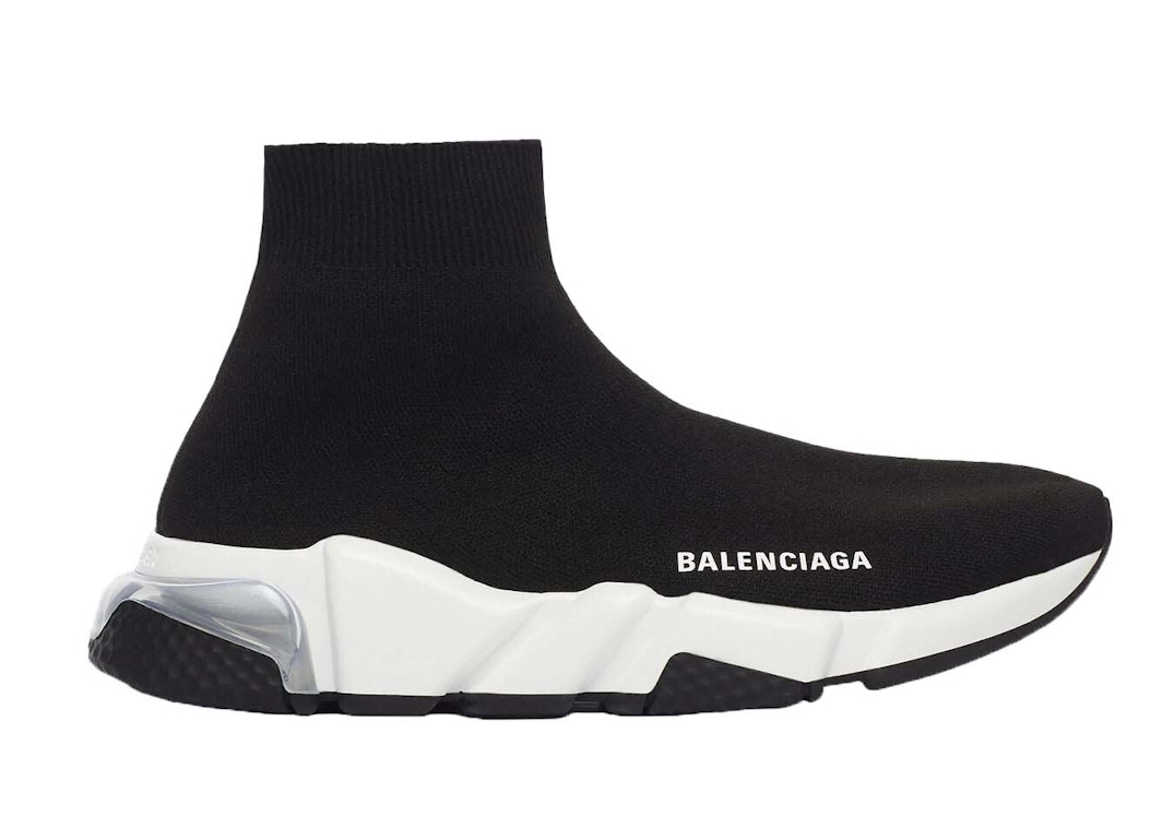 Pre-owned Balenciaga Speed Clear Sole Black White (women's) In Black/white