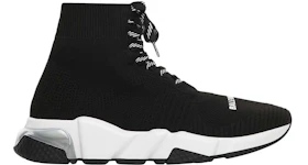 Balenciaga Speed Lace Up Clear Sole Black White (W)