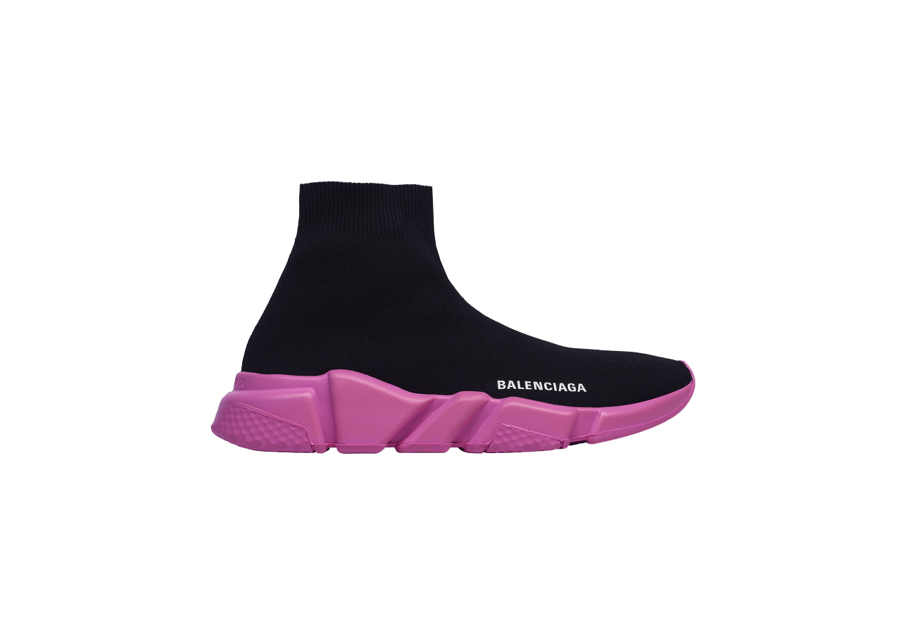 Balenciaga  Black  Pink Knit Speed Trainers  VSP Consignment