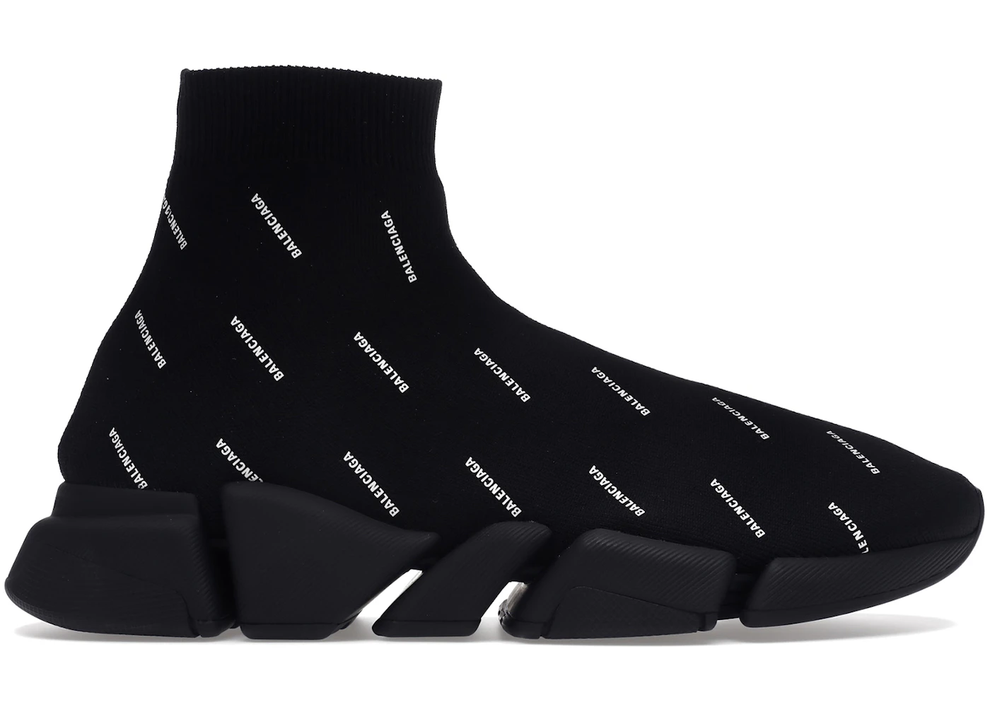 Balenciaga Speed Trainer All Over Logo Black White Men's