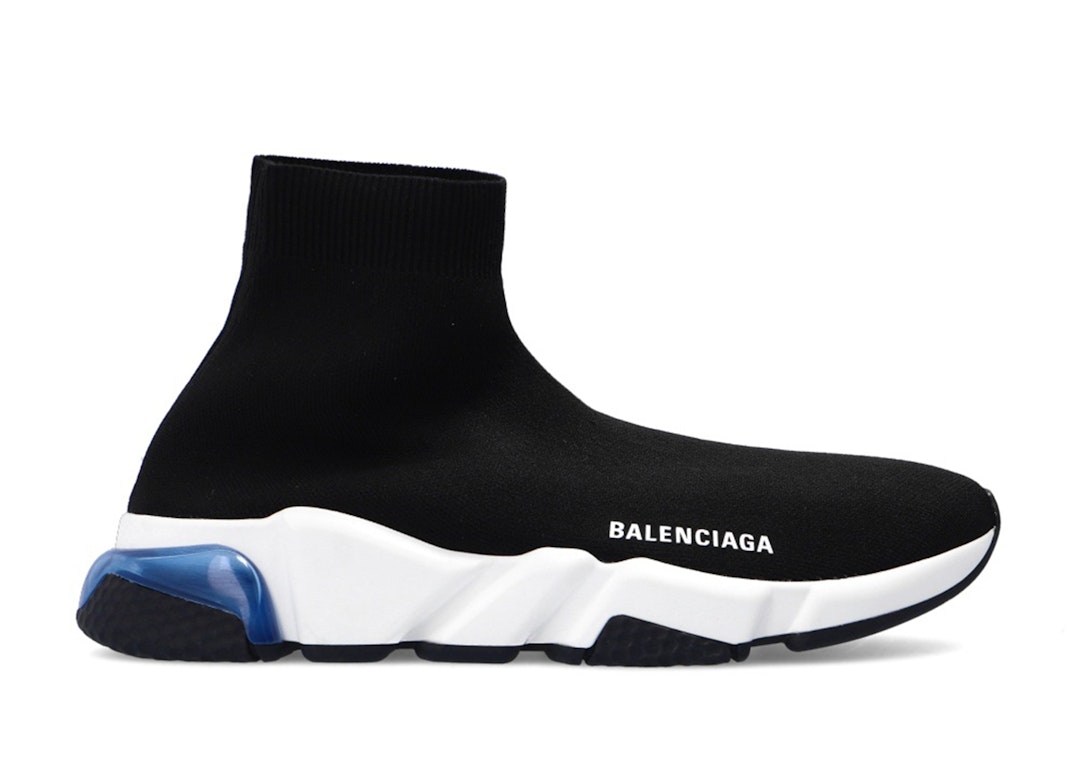 Pre-owned Balenciaga Speed Trainer Black Blue Clear Sole In Black/white/blue