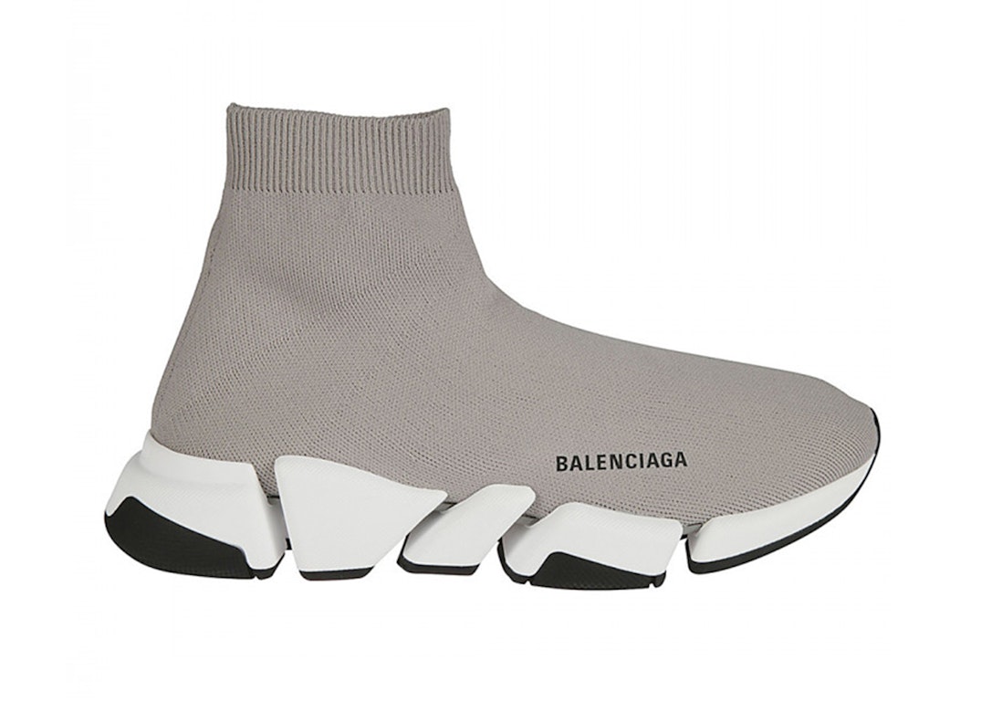 Pre-owned Balenciaga Speed Trainer Grey White Black In Grey/white/black
