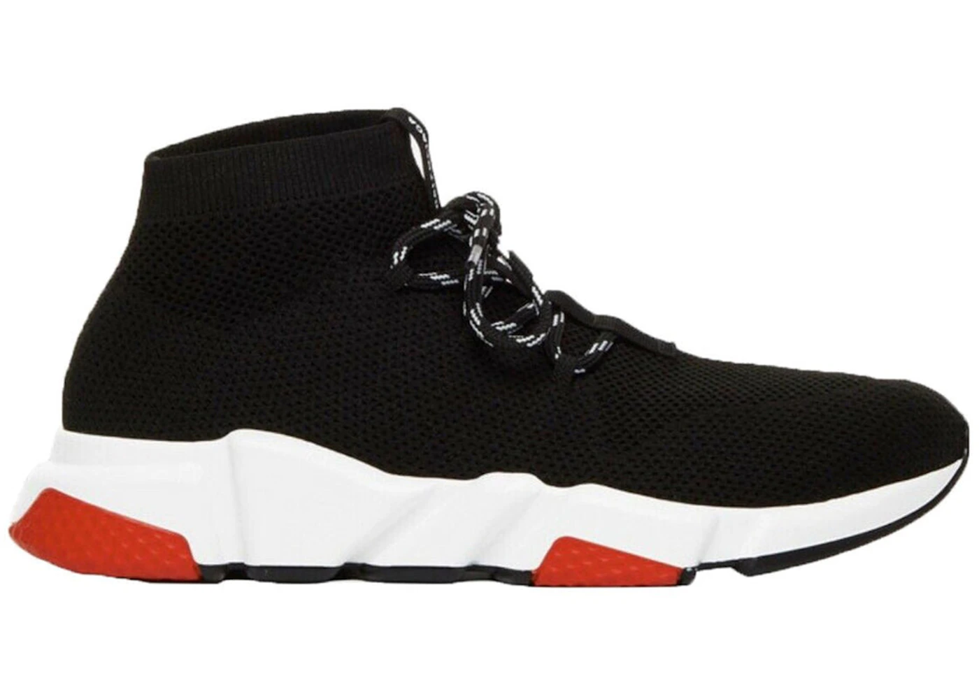 Balenciaga Speed Trainer Lace Up Black Black White Red Men's ...