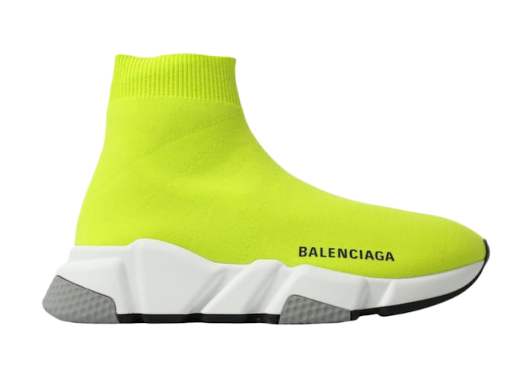 Pre-owned Balenciaga Speed Trainer Lime White Grey Black (women's) In Lime/white/grey