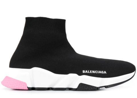 Balenciaga Speed Trainers Mid Black Light Pink (Women's) - 587280 