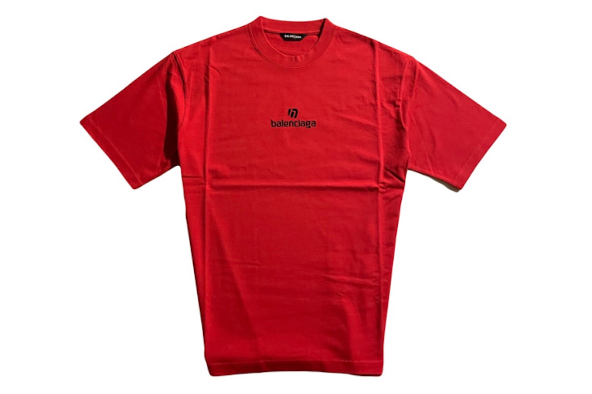 Pre-owned Balenciaga Sponsor Logo Small Fit T-shirt Red