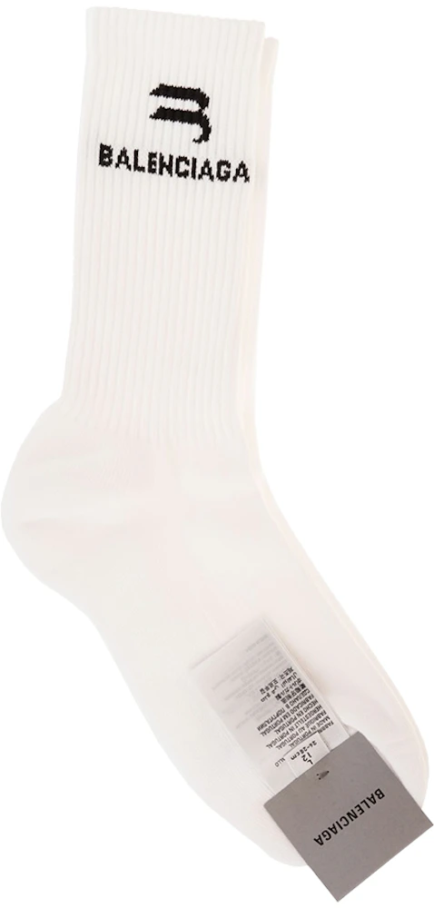 Balenciaga Sporty B Logo Socks White/Black Men's - GB