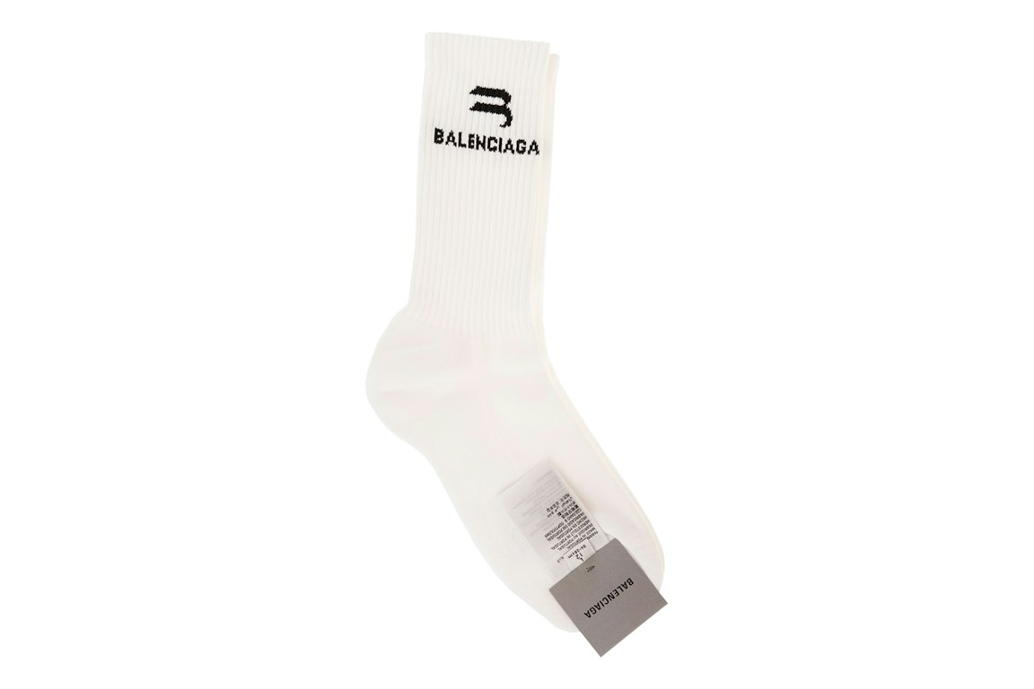 Pre-owned Balenciaga Sporty B Logo Socks White/black