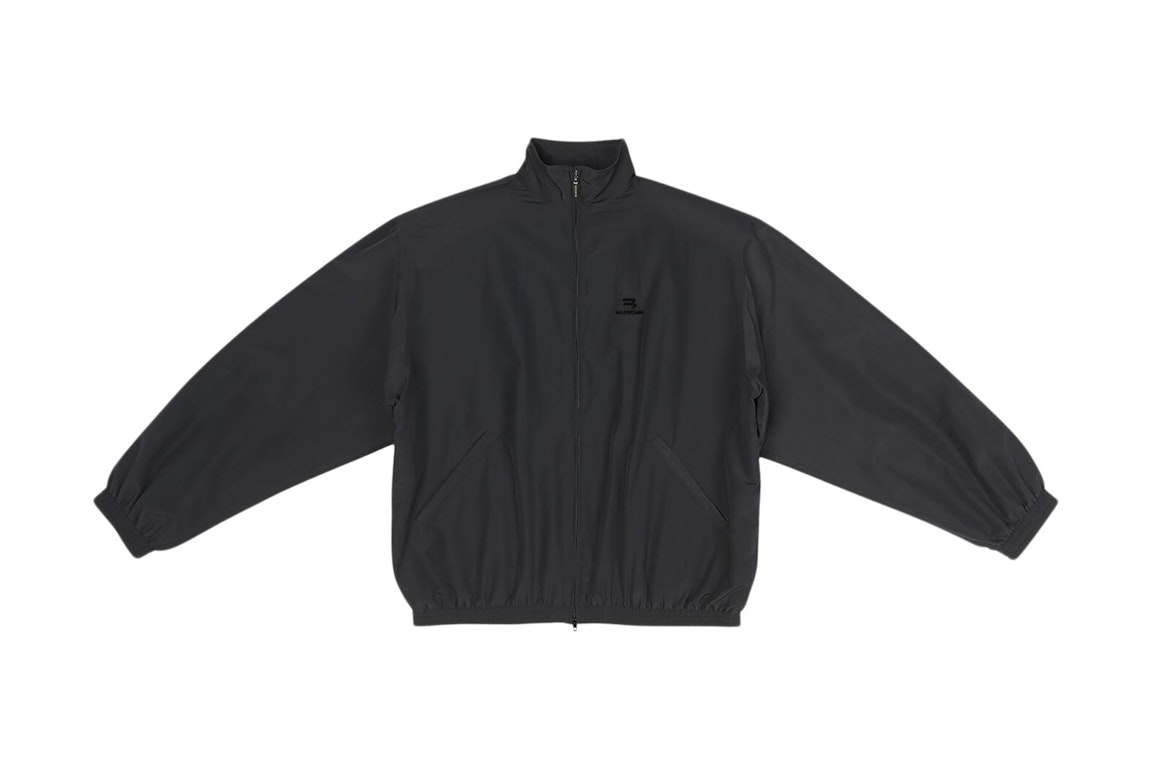 Pre-owned Balenciaga Sporty B Oversized Tracksuit Nylon Jacket Black/black Logo