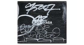 Balenciaga Square Folded Graffiti Wallet Black/White
