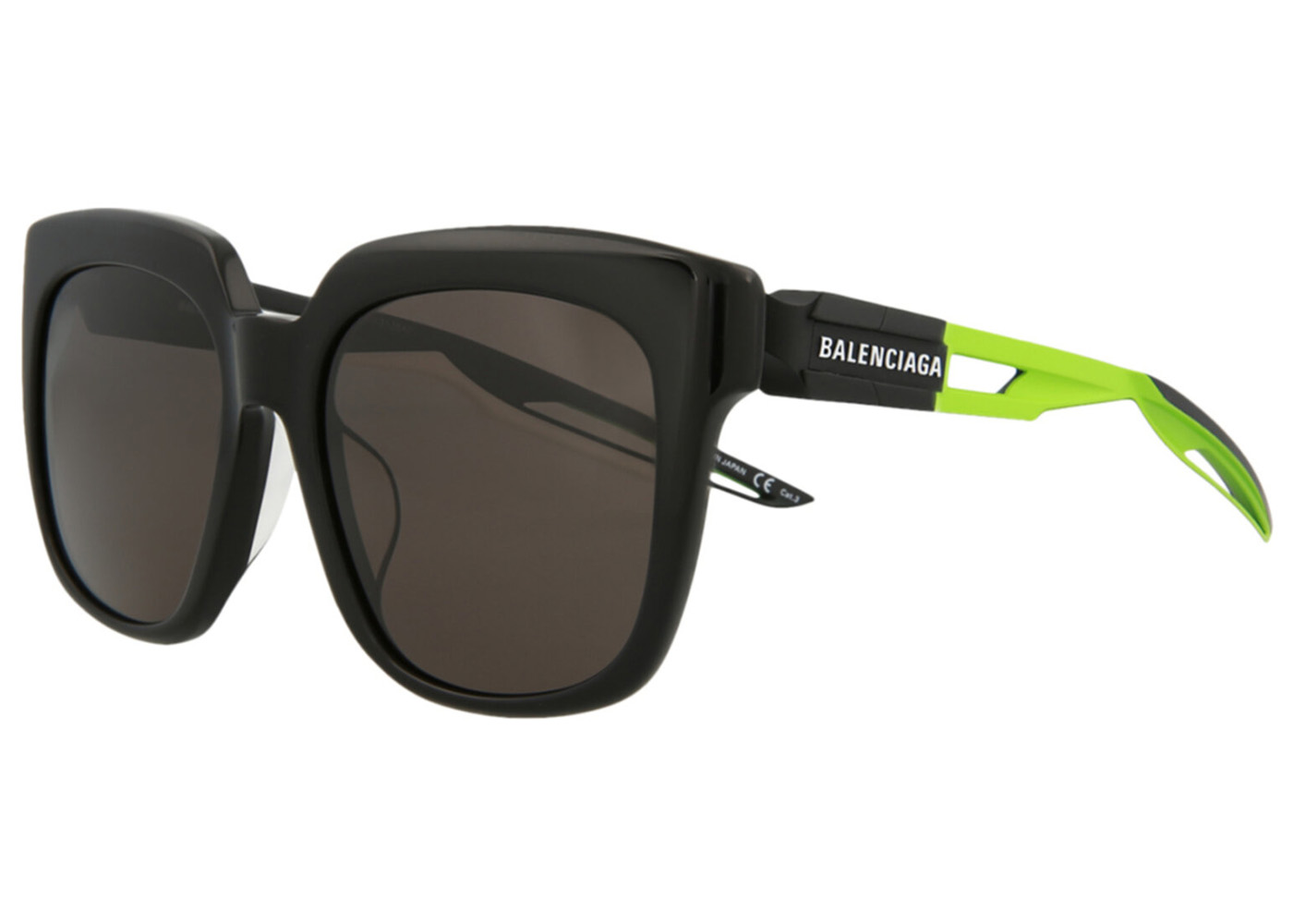 Balenciaga Square-Frame Acetate Sunglasses Black/Green/Grey  (BB0025SA-30007768-004)