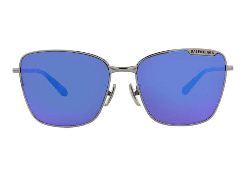 Pre-owned Balenciaga Women's Square Frame Metal Sunglasses00460442) In Ruthenium/violet (bb0279sa/30013991