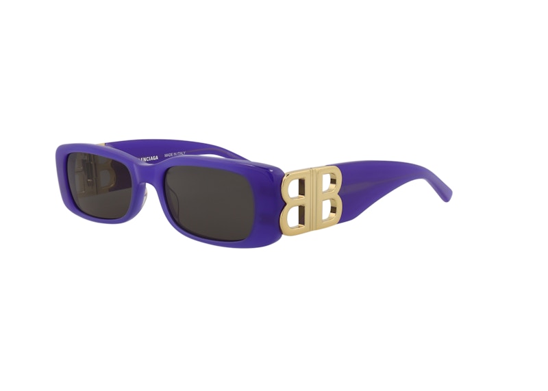 Pre-owned Balenciaga Women's Square Rectangle Sunglasses/30008871004) In Violet/gold/grey (bb0096s In Multi