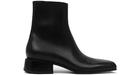 Balenciaga Square Toe Leather Ankle Boot Black