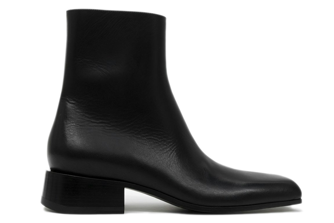 Pre-owned Balenciaga Square Toe Leather Ankle Boot Black