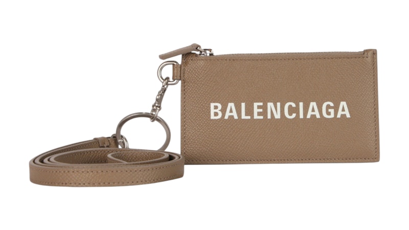 Balenciaga Strap Cash Coin And Card Case Mink Grey White - US