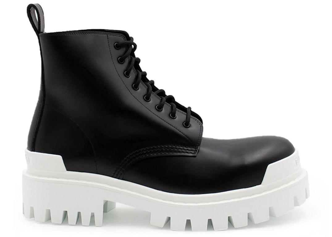 Pre-owned Balenciaga Strike Lace-up Boot Black White In Black/white