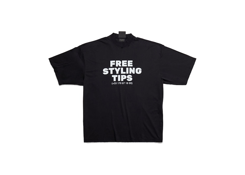 Balenciaga Styling Hotline Large Fit T-shirt Black Faded メンズ ...