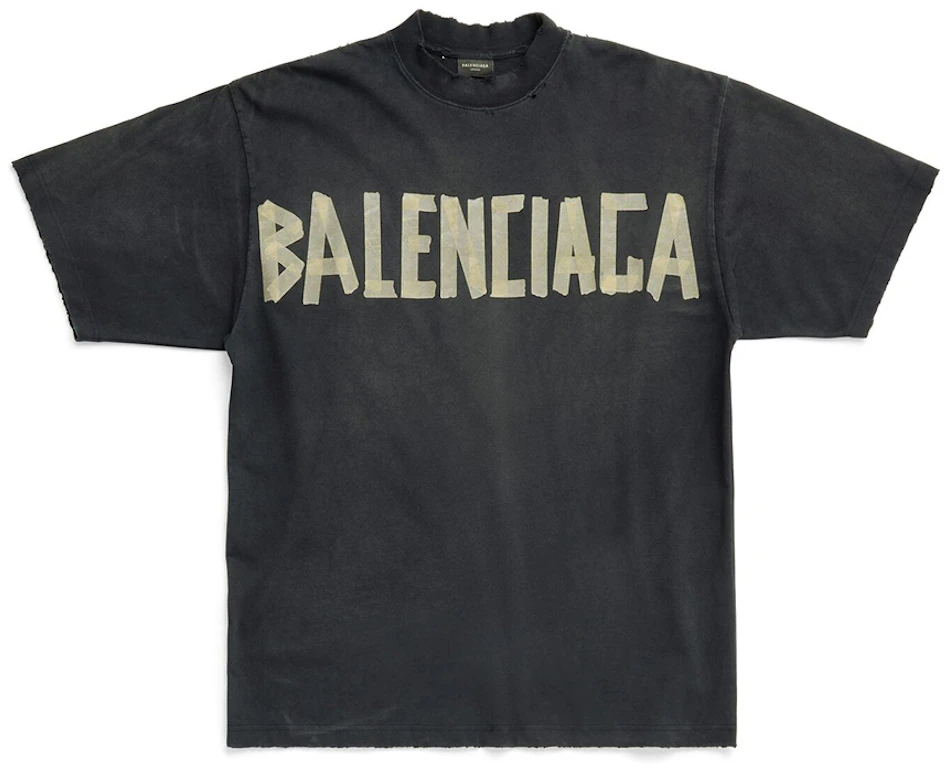 Balenciaga Tape Type Medium Fit T-shirt Black Faded - SS23 - DE