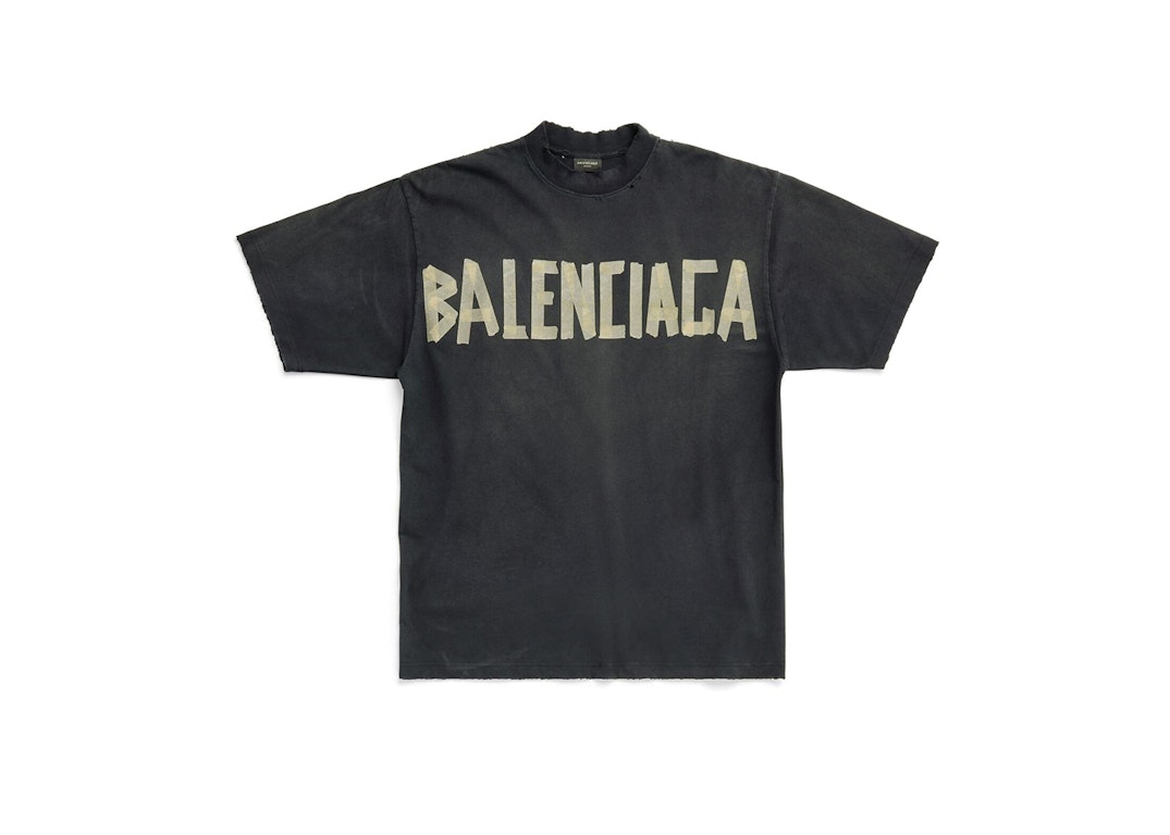 Pre-owned Balenciaga Tape Type Medium Fit T-shirt Black Faded