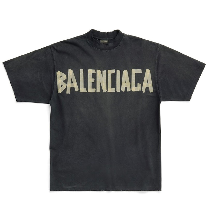 Balenciaga Tape Type Medium Fit T-shirt Black Faded Men's SS23 US